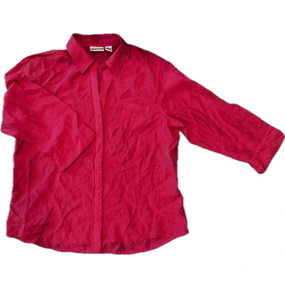 XL pink button up fancy casual top Barbie core business - Picture 2 of 3